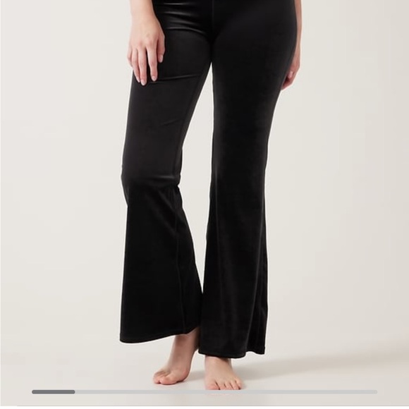 NWT Athleta Elation Velvet Flare Pant. Black. - Picture 3 of 4